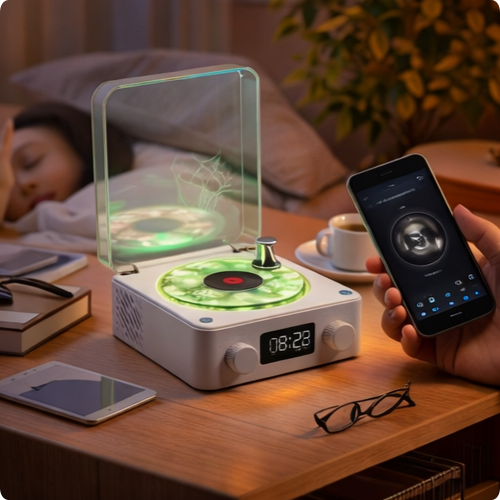 Retro Light-Up Bluetooth Record Player Speaker