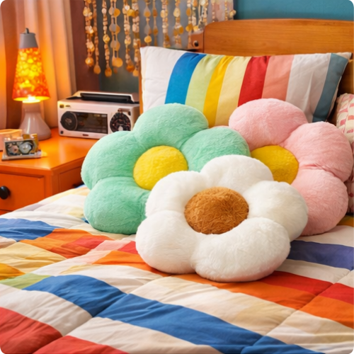 Soft, Colorful Flower Cushion