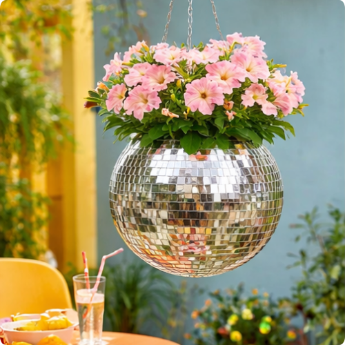 Retro Disco Hanging Planter 