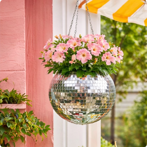 Retro Disco Hanging Planter 