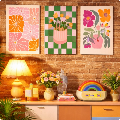 Colorful Flower & Vase Wall Posters