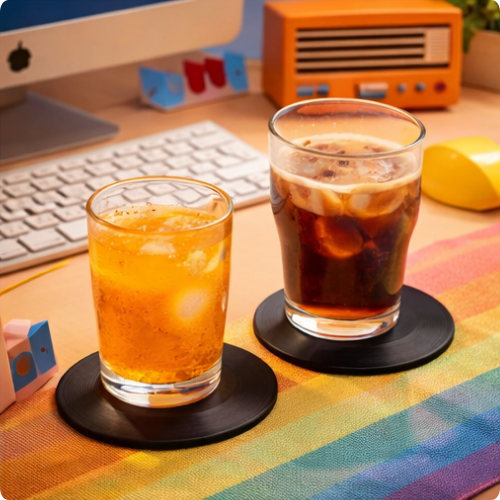 Retro Colorful Vinyl Coasters