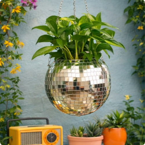 Retro Disco Hanging Planter 