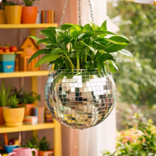 Retro Disco Hanging Planter 