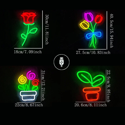 Neon Wall Pop Flowers