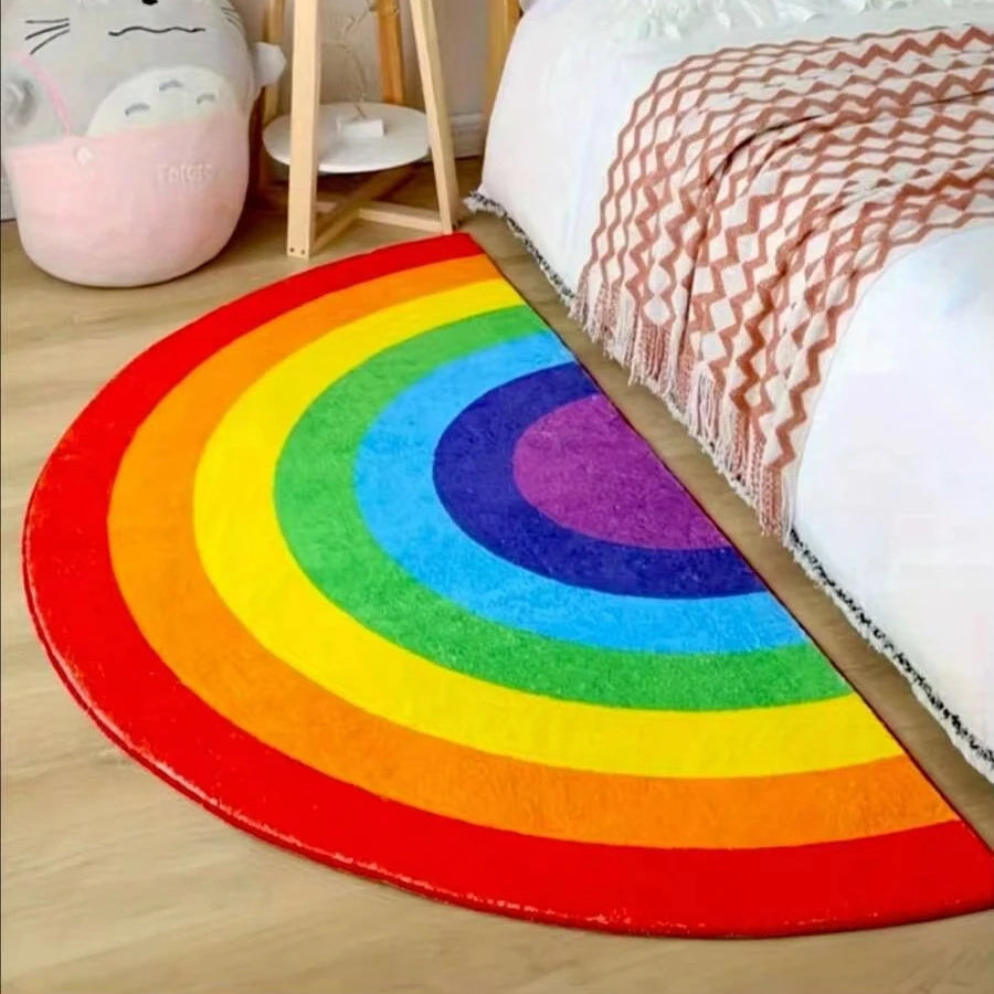 Non-slip Rainbow Half-Moon Rug