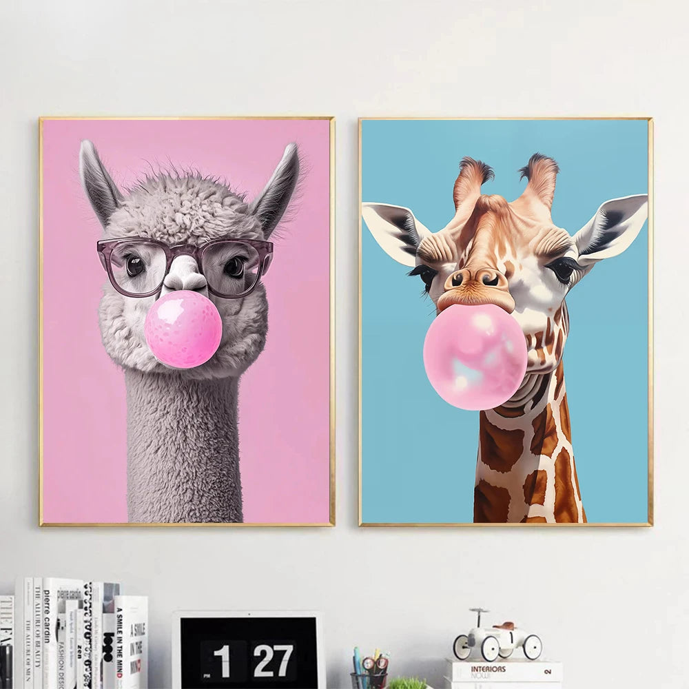 Pop Bubblegum Animal Posters