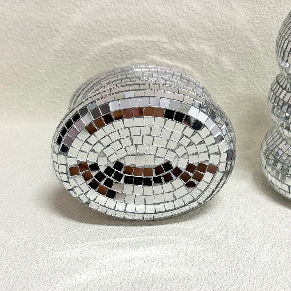 Retro Disco Ball Spiral Mirror Vase